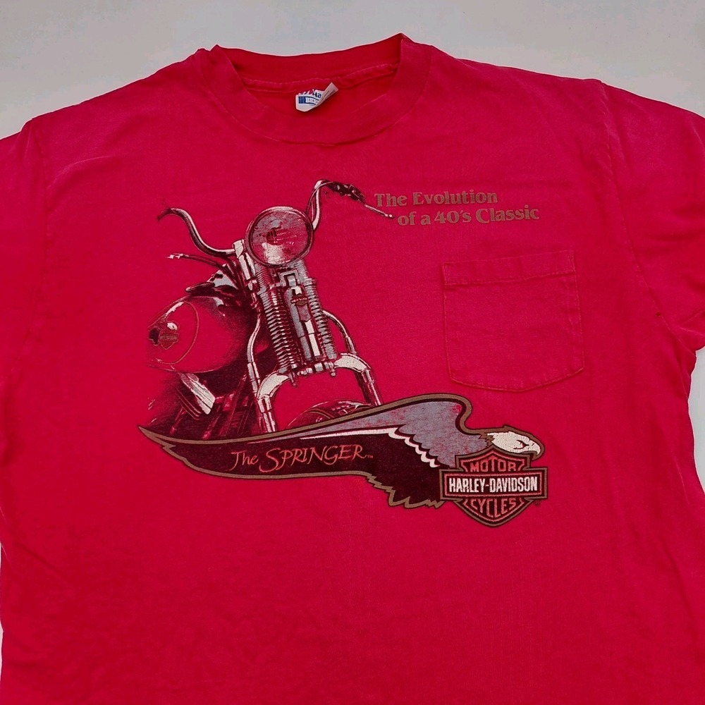 Vtg 80s Harley Davidson RK STRATMAN XL T-Shirt Rare Motorcycle Hanes Beefy Biker